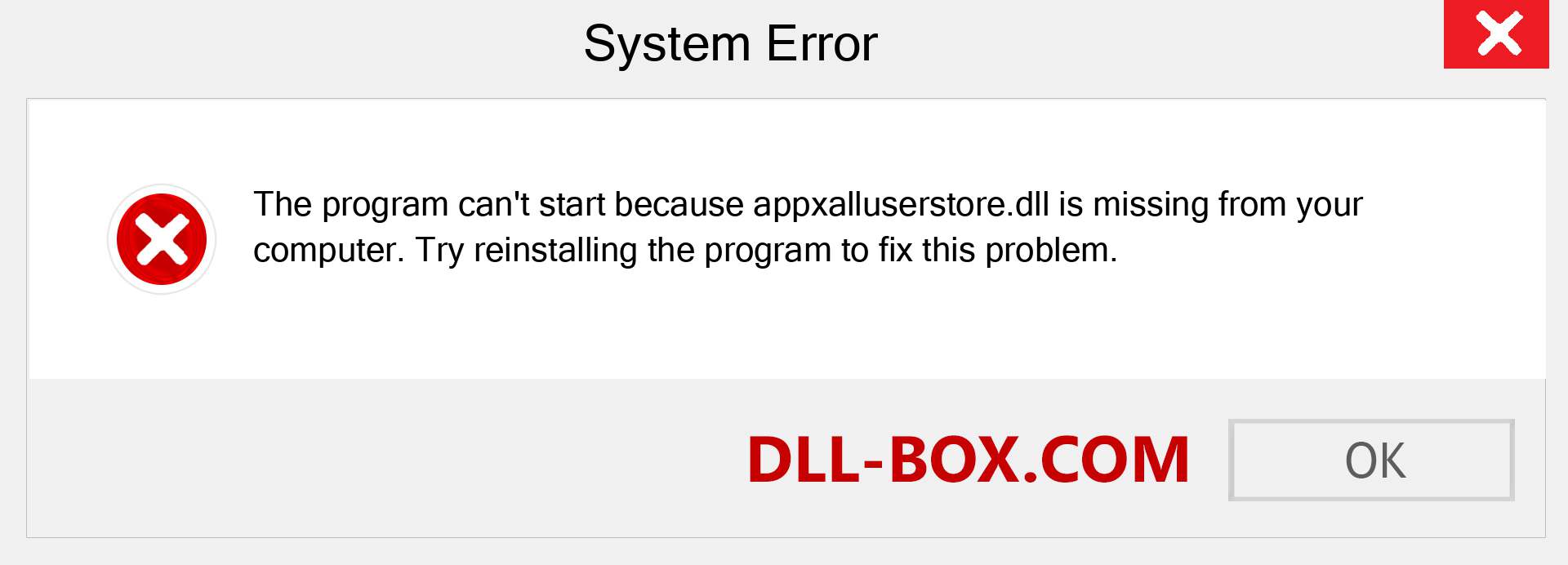  appxalluserstore.dll file is missing?. Download for Windows 7, 8, 10 - Fix  appxalluserstore dll Missing Error on Windows, photos, images